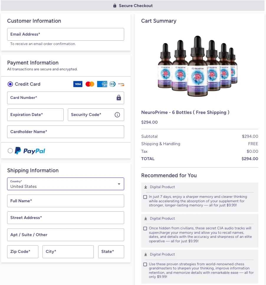 NeuroPrime-buy-order-page